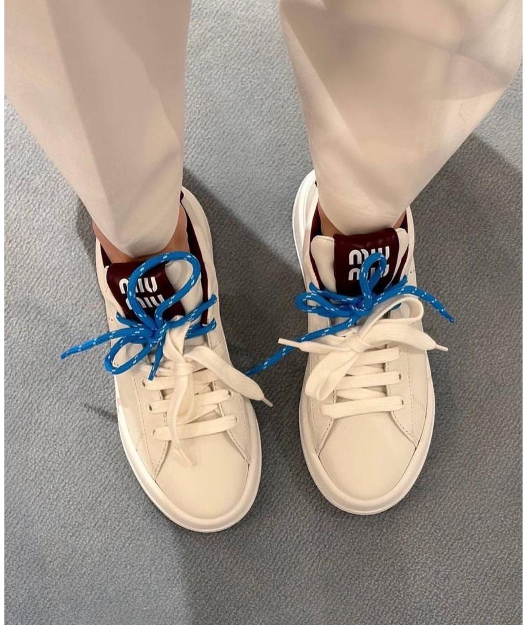 MIU MIU Белые кожаные кеды, фото 6