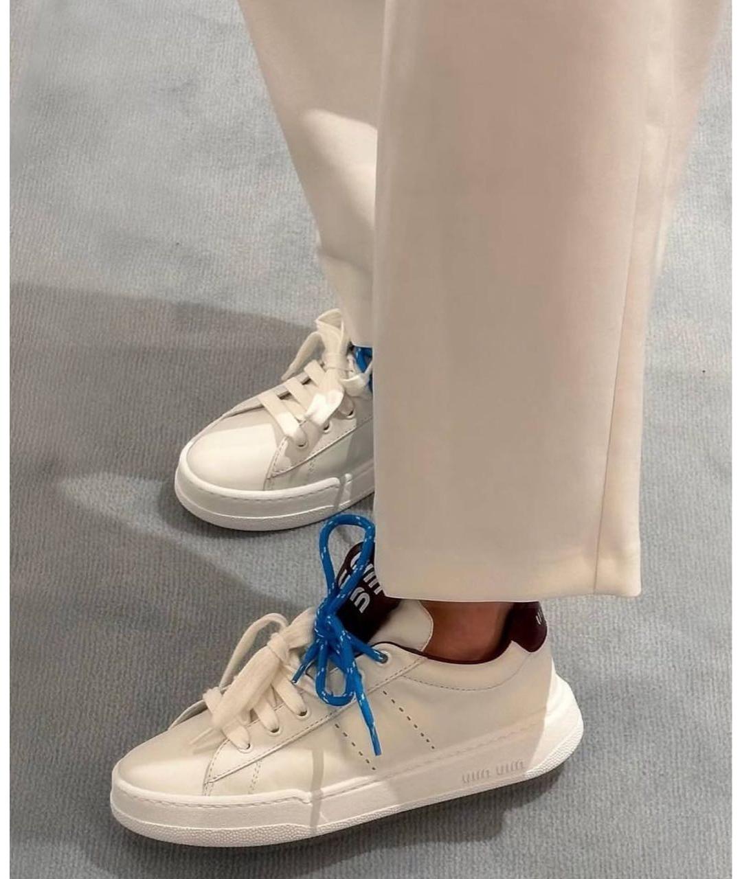 MIU MIU Белые кожаные кеды, фото 7