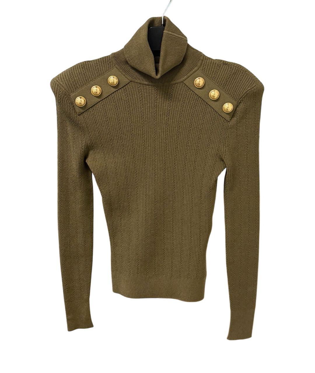 BALMAIN Хаки вискозная водолазка, фото 5