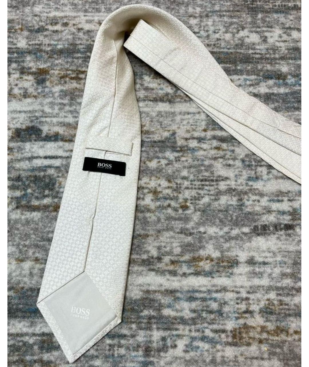 HUGO BOSS Бежевый шелковый галстук, фото 3
