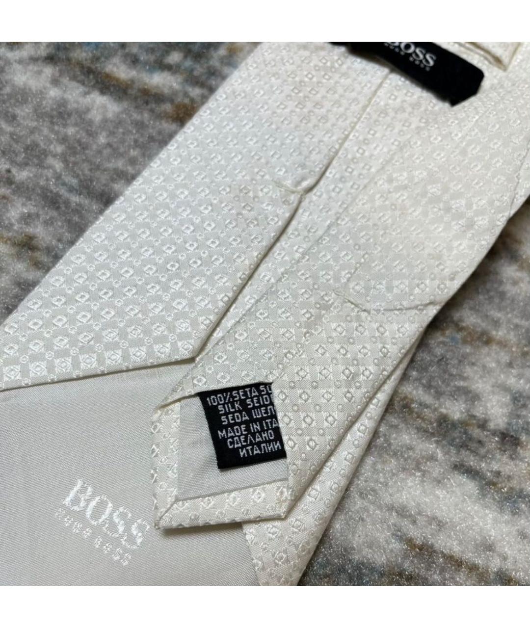 HUGO BOSS Бежевый шелковый галстук, фото 4