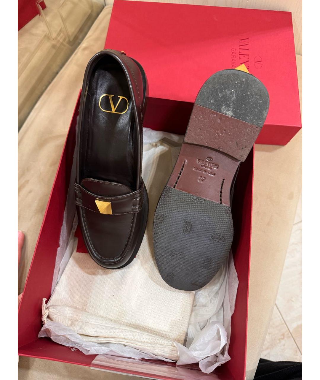 VALENTINO Коричневые кожаные лоферы, фото 3
