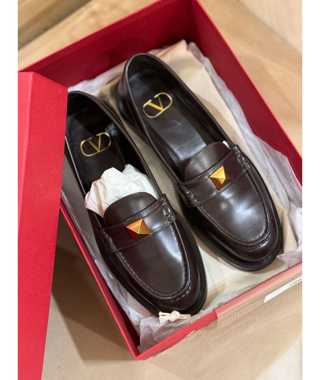 VALENTINO Коричневые кожаные лоферы, фото 2