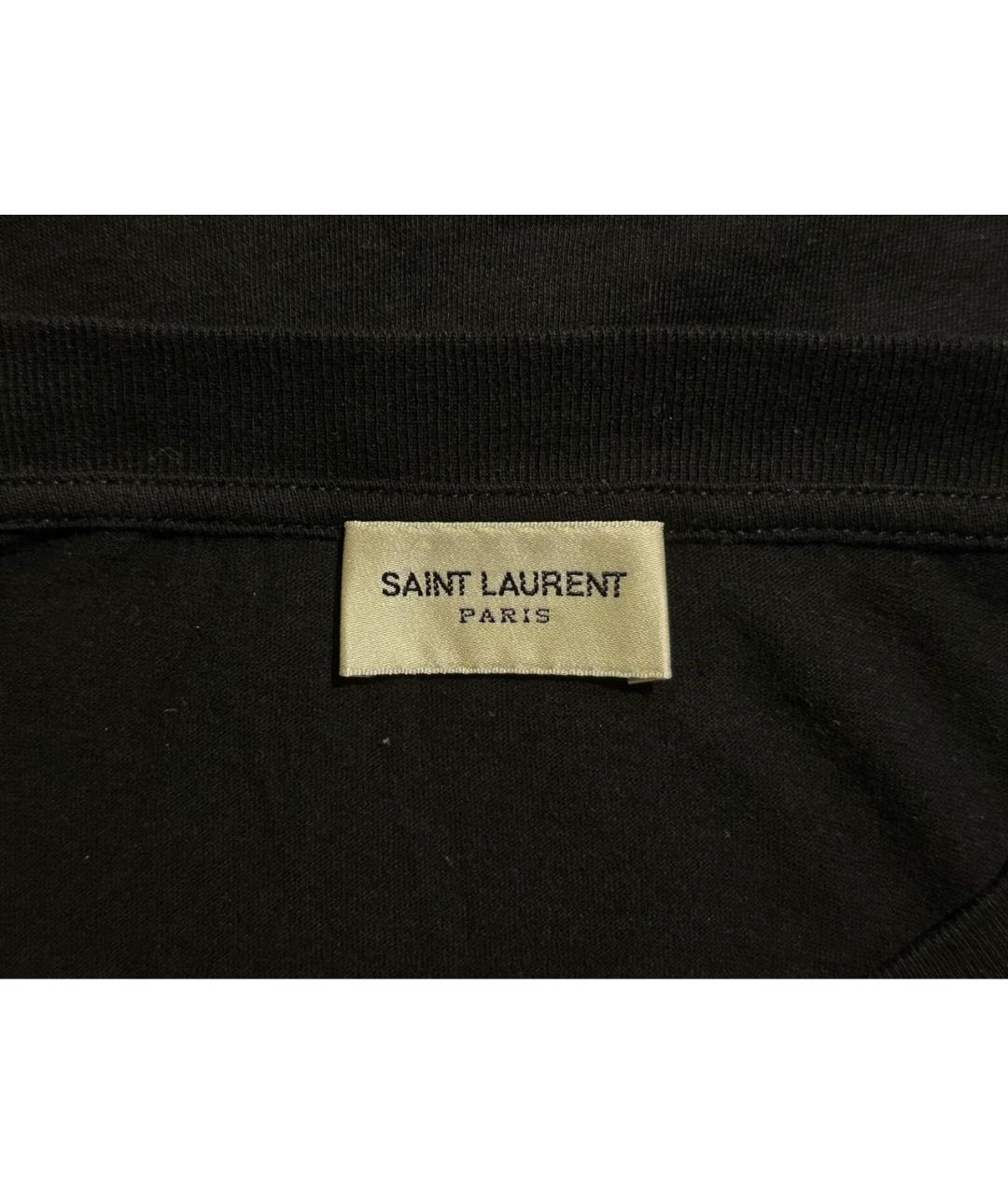 SAINT LAURENT Черная хлопковая футболка, фото 3