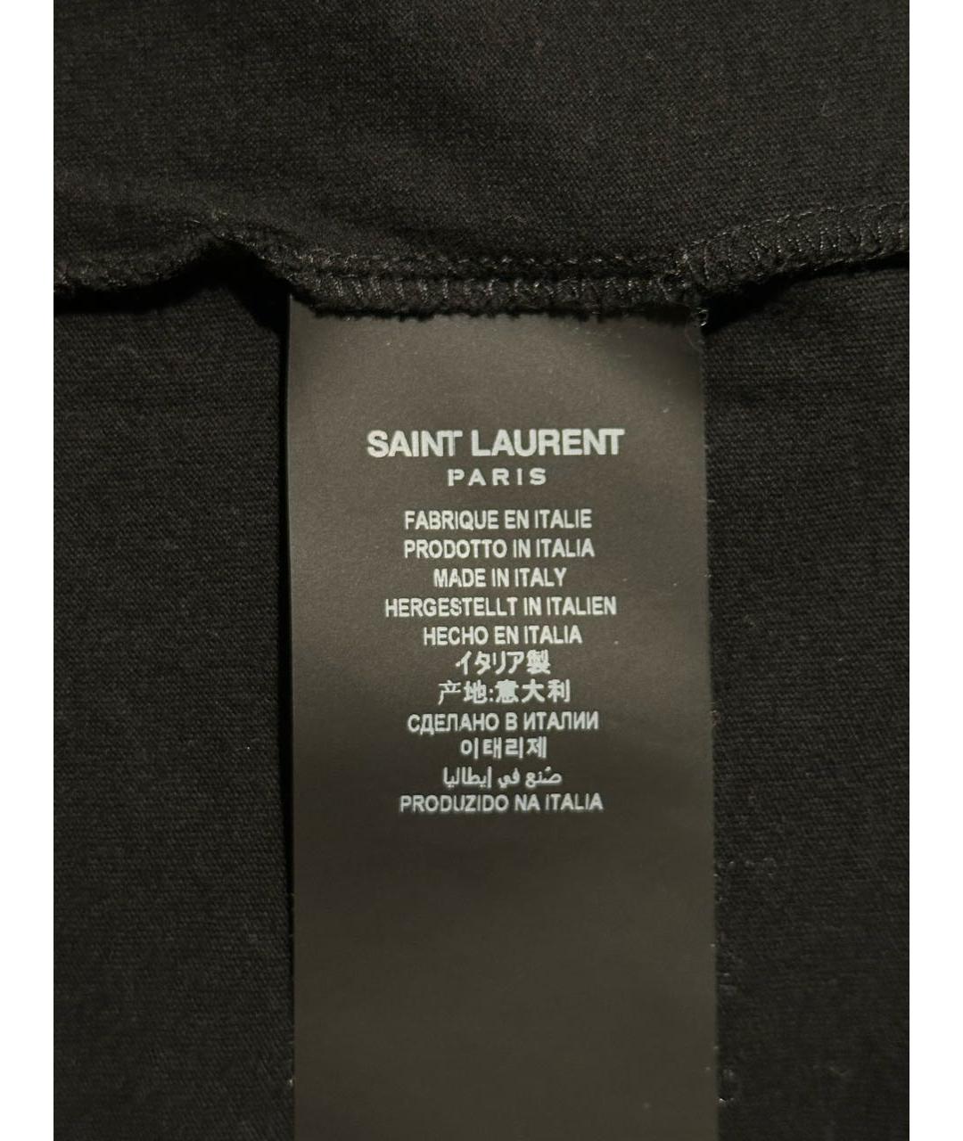 SAINT LAURENT Черная хлопковая футболка, фото 4