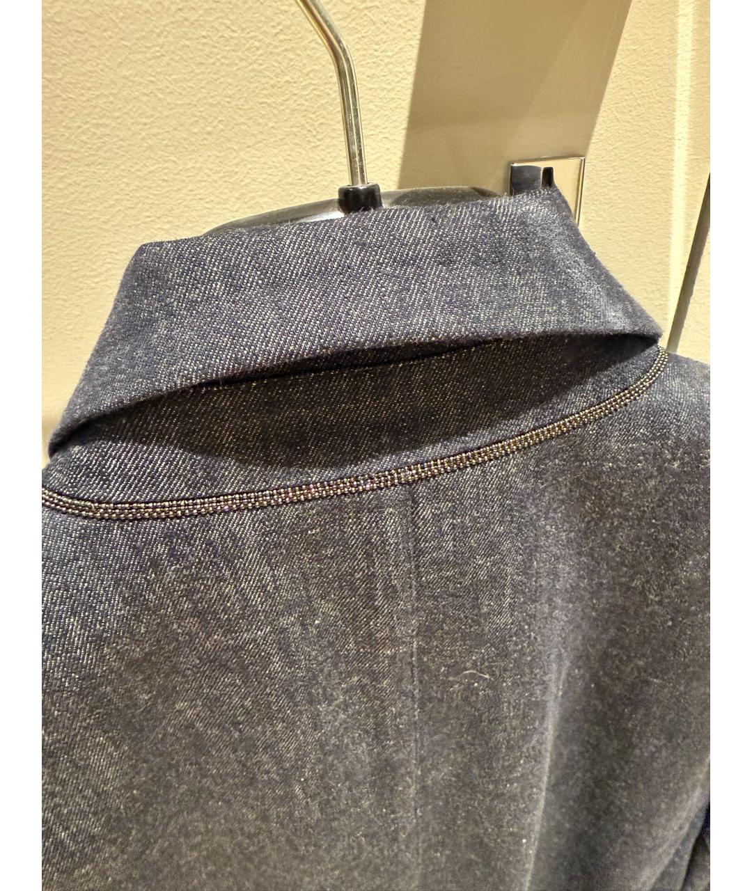 BRUNELLO CUCINELLI Темно-синий хлопковый жакет/пиджак, фото 3