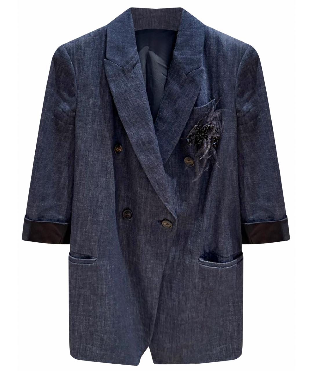 BRUNELLO CUCINELLI Темно-синий хлопковый жакет/пиджак, фото 1