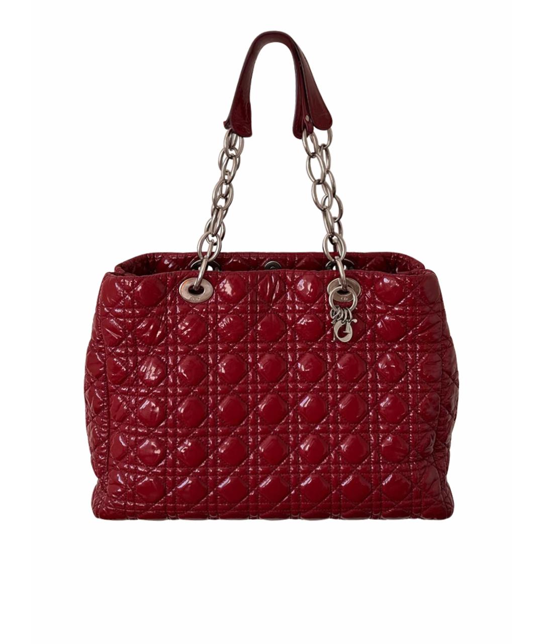 CHRISTIAN DIOR Красная сумка с короткими ручками из лакированной кожи, фото 1