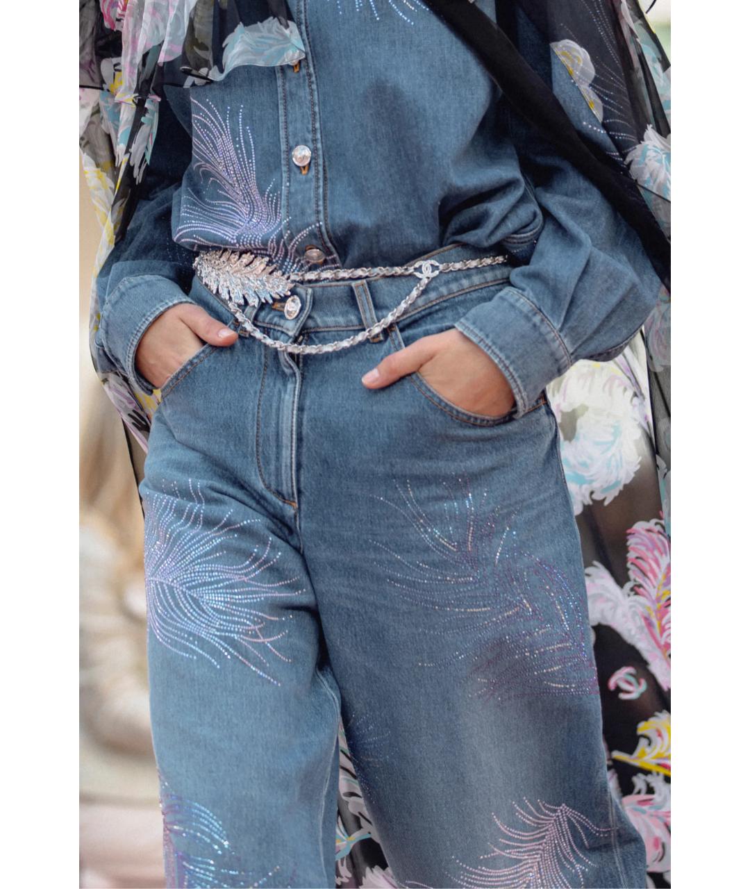 CHANEL Голубые хлопковые прямые джинсы, фото 2