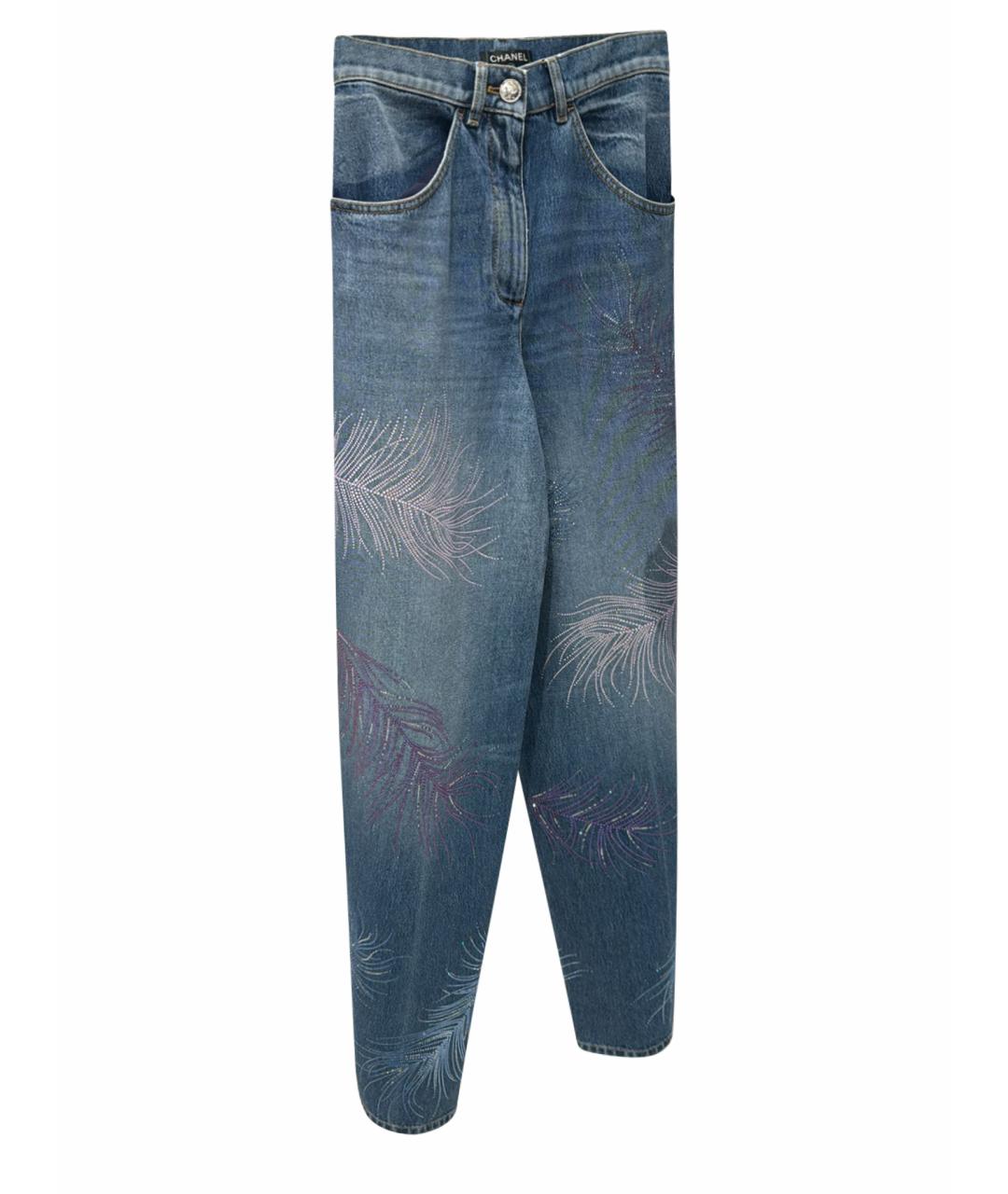 CHANEL Голубые хлопковые прямые джинсы, фото 1