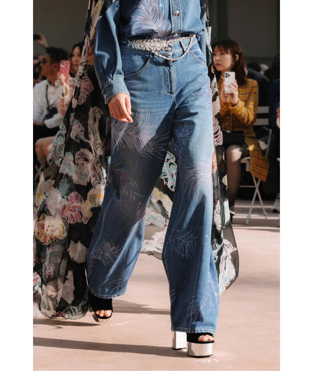 CHANEL Голубые хлопковые прямые джинсы, фото 4