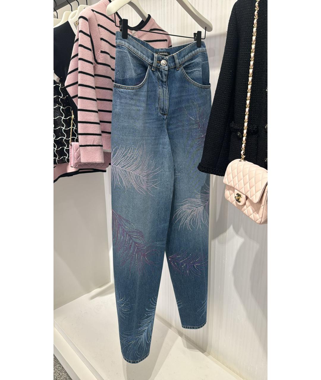 CHANEL Голубые хлопковые прямые джинсы, фото 3
