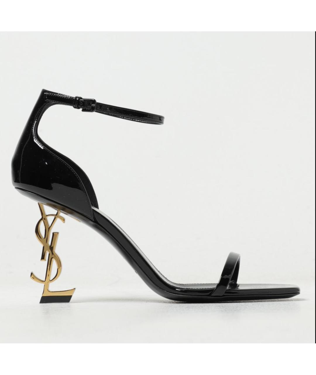 SAINT LAURENT Черные кожаные босоножки, фото 3