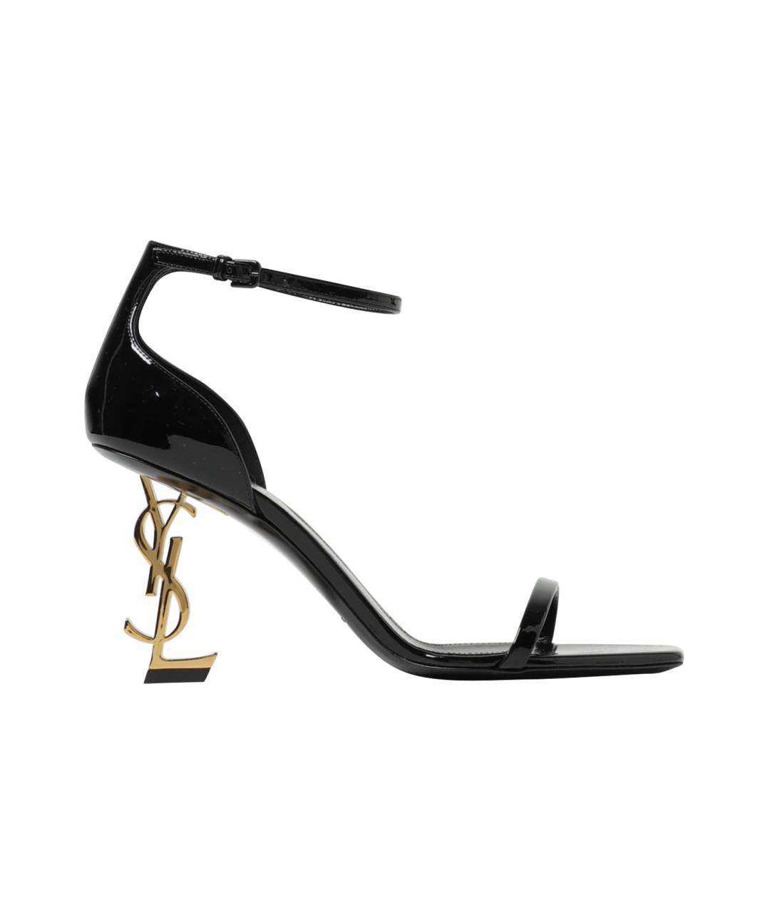 SAINT LAURENT Черные кожаные босоножки, фото 1