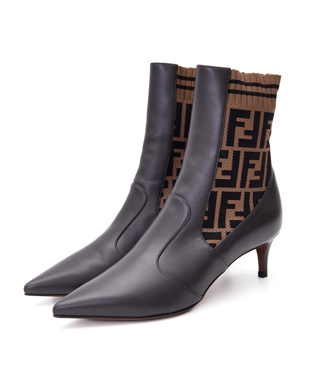 FENDI Черные кожаные ботильоны, фото 2