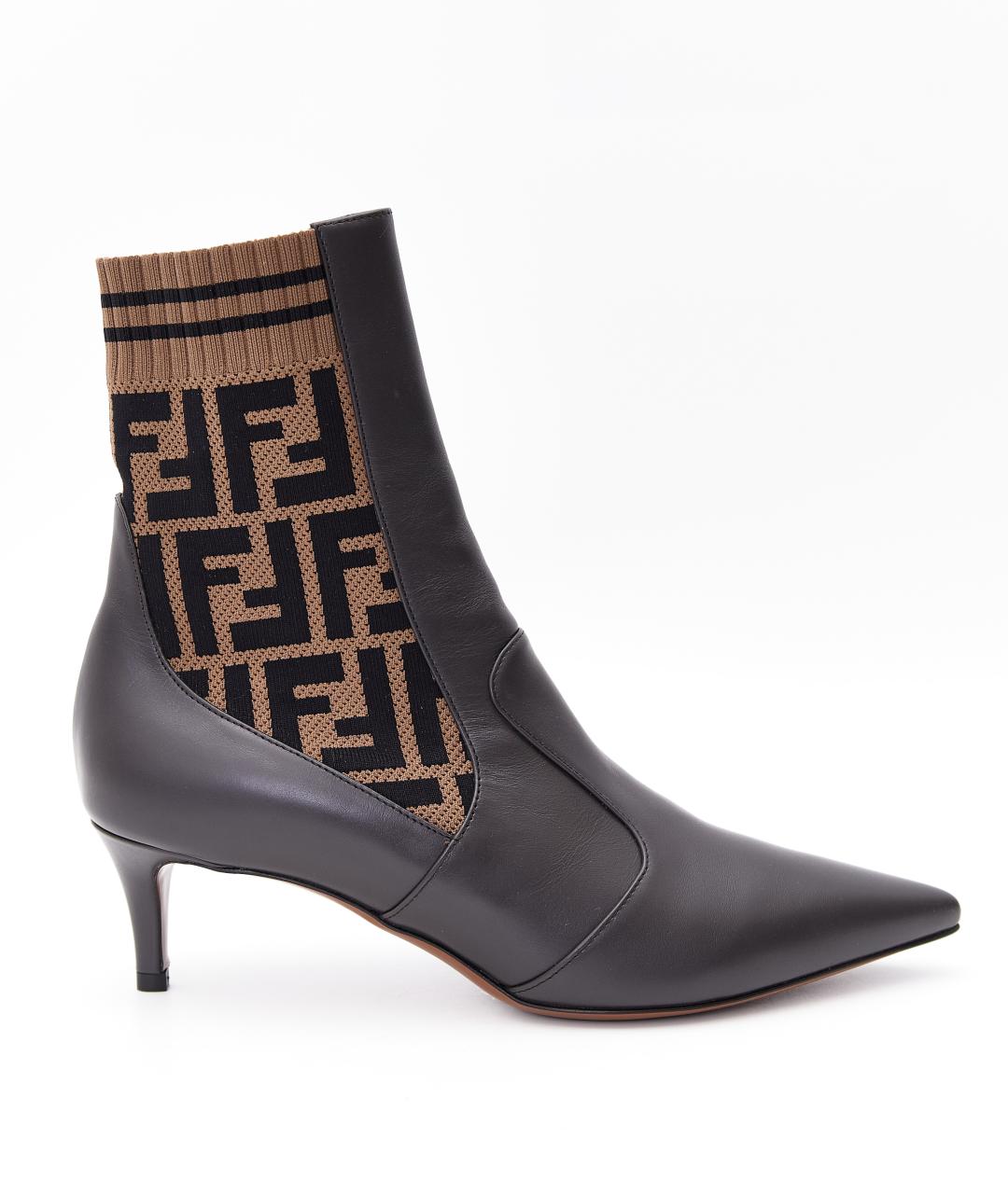 FENDI Черные кожаные ботильоны, фото 9