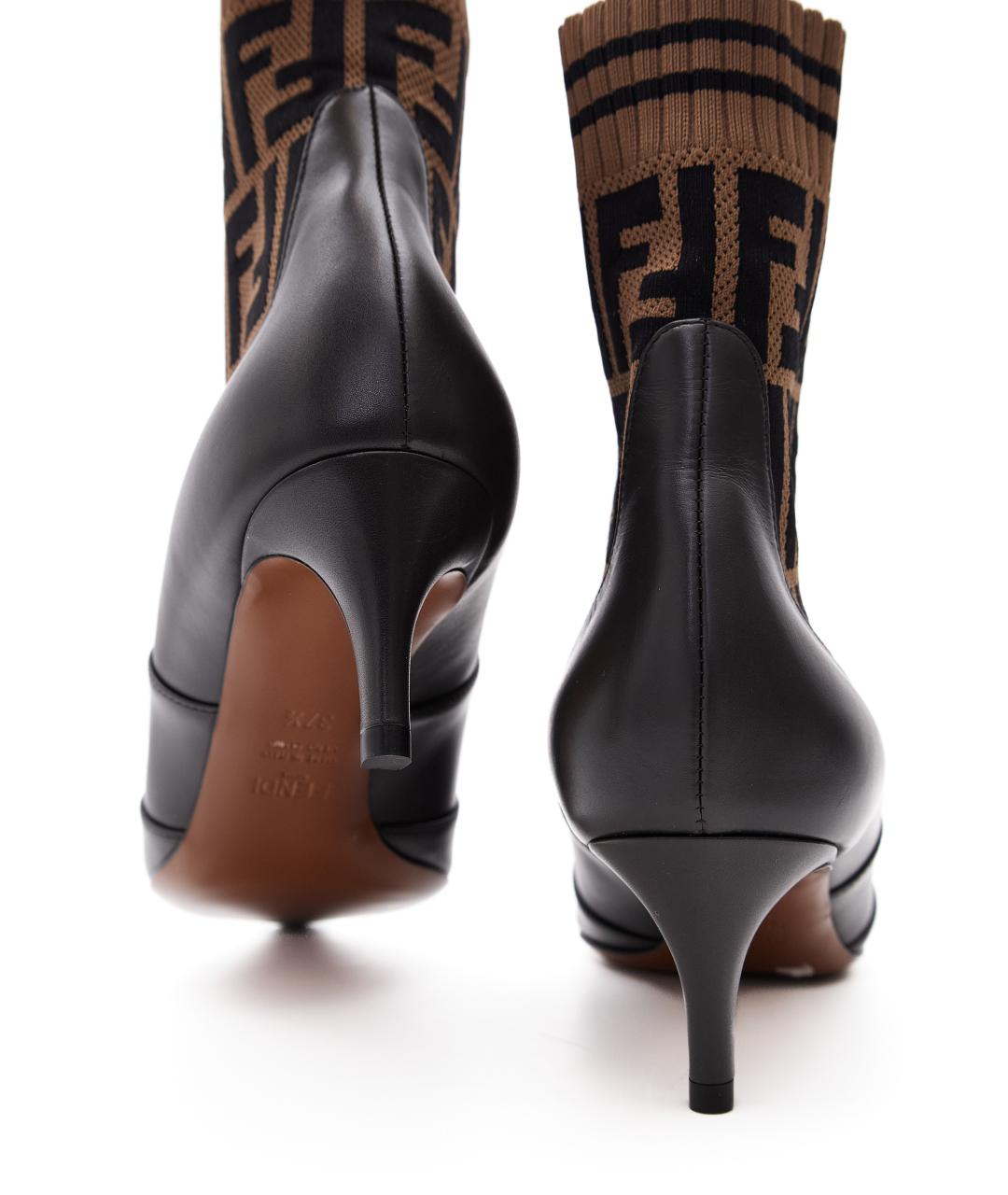 FENDI Черные кожаные ботильоны, фото 7