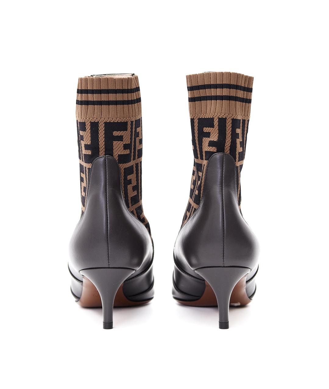 FENDI Черные кожаные ботильоны, фото 3