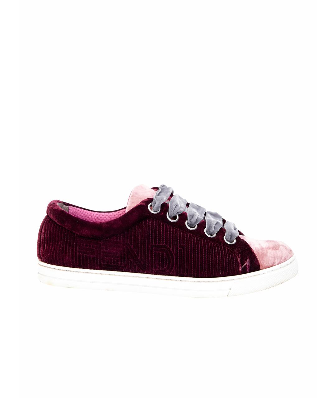 FENDI Бордовые текстильные кеды, фото 1