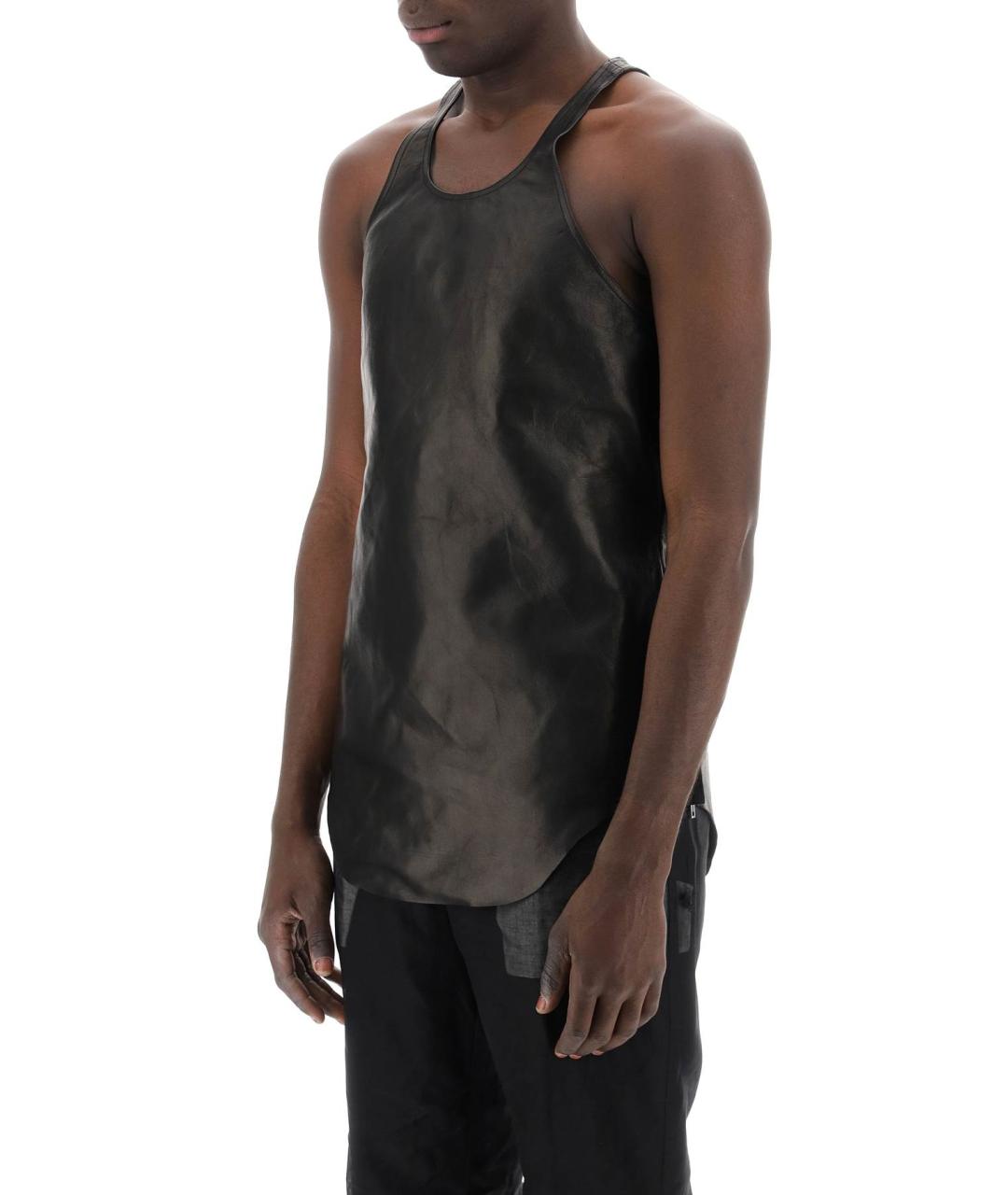 RICK OWENS Черная вискозная майка, фото 4