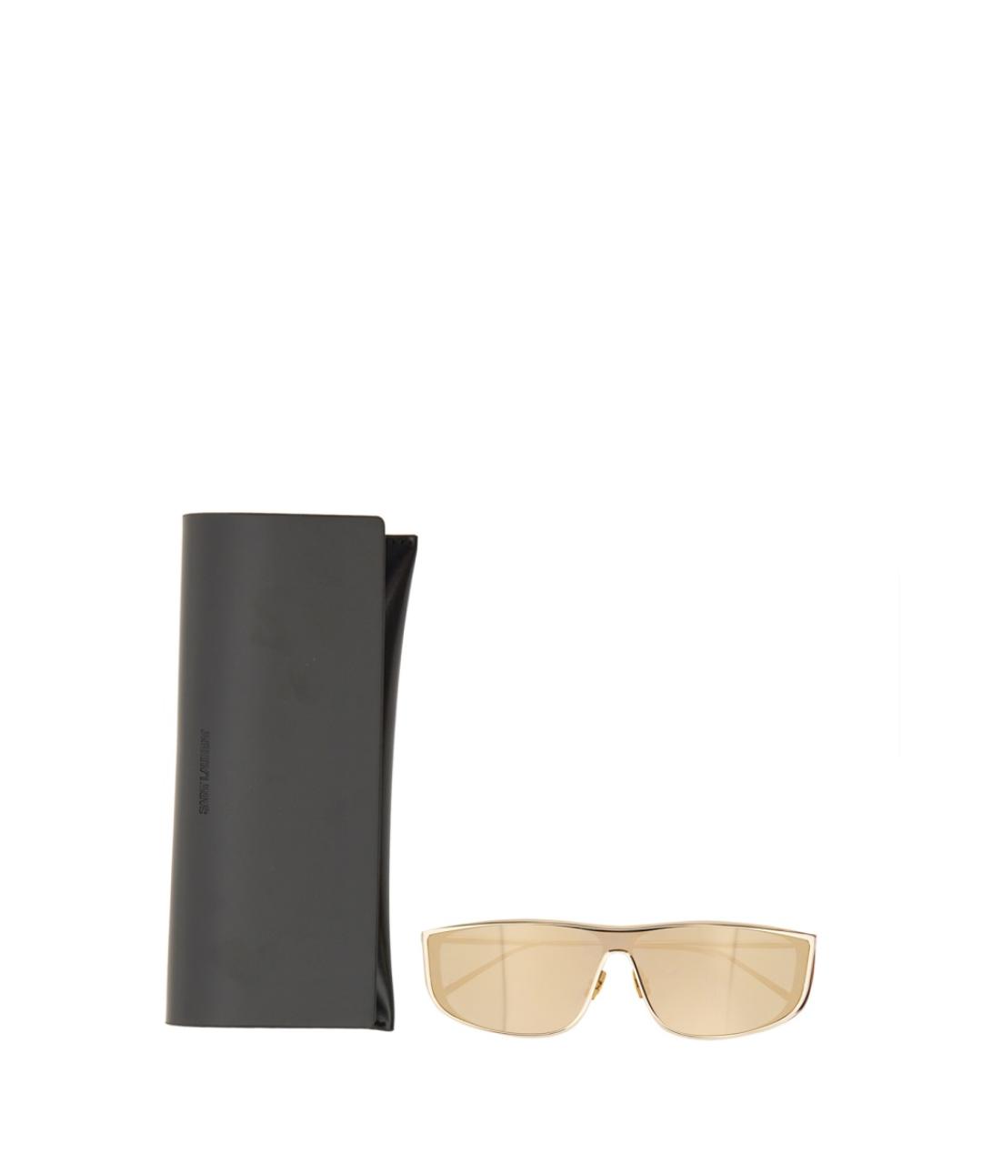 SAINT LAURENT Золотые металлические солнцезащитные очки, фото 3