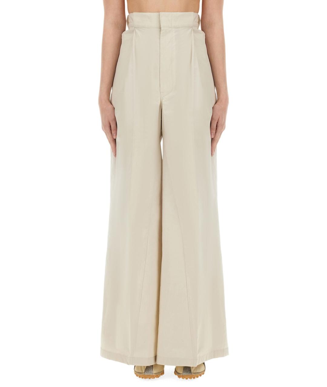 MAISON MARGIELA Белые хлопковые прямые брюки, фото 2