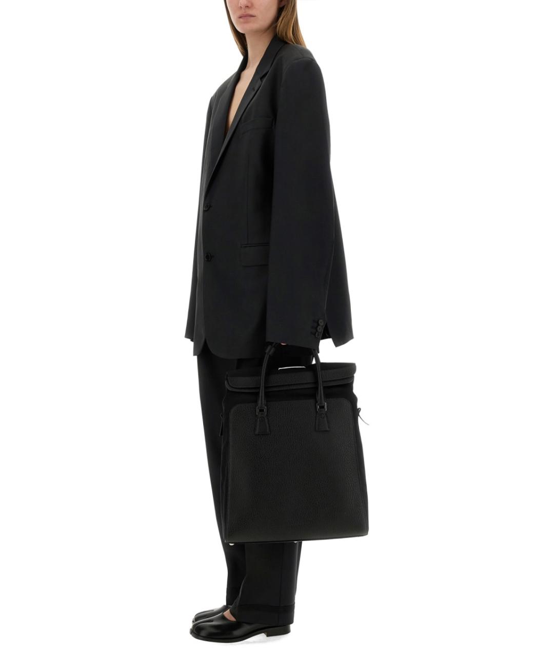 MAISON MARGIELA Черные шерстяные прямые брюки, фото 3