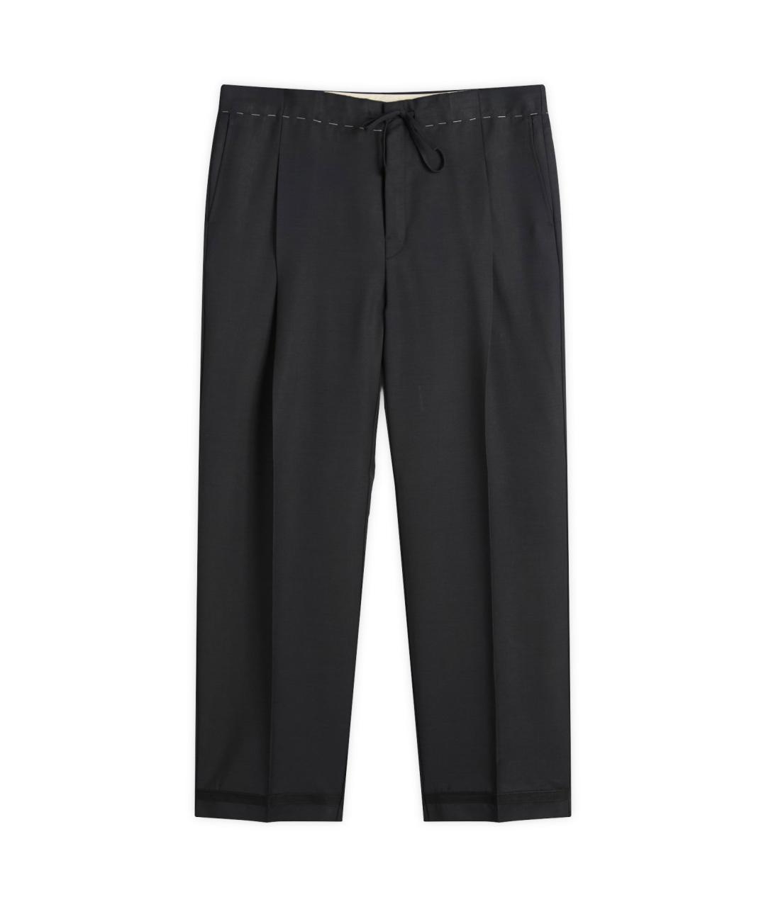 MAISON MARGIELA Черные шерстяные прямые брюки, фото 1