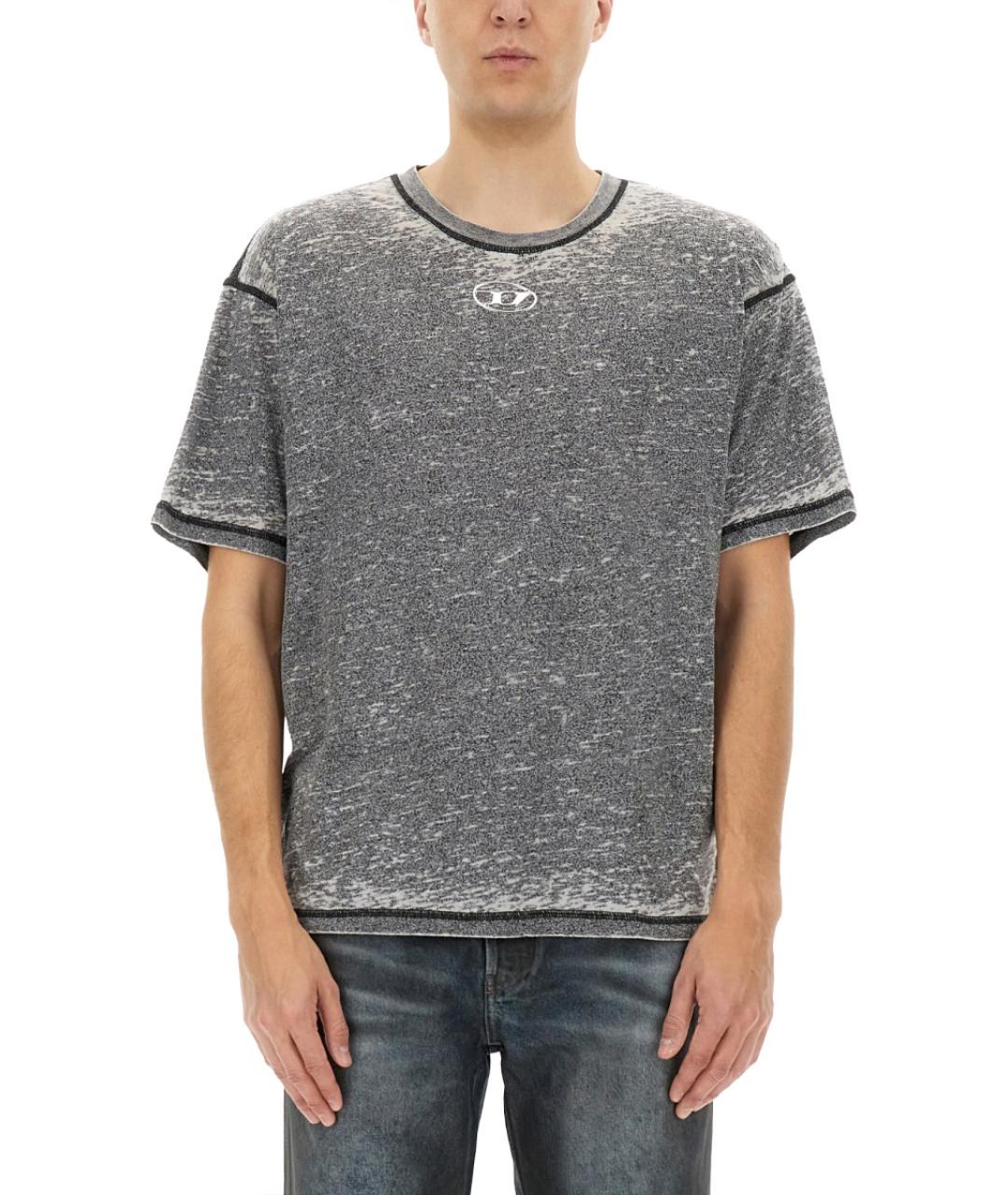 DIESEL Серая хлопковая футболка, фото 2