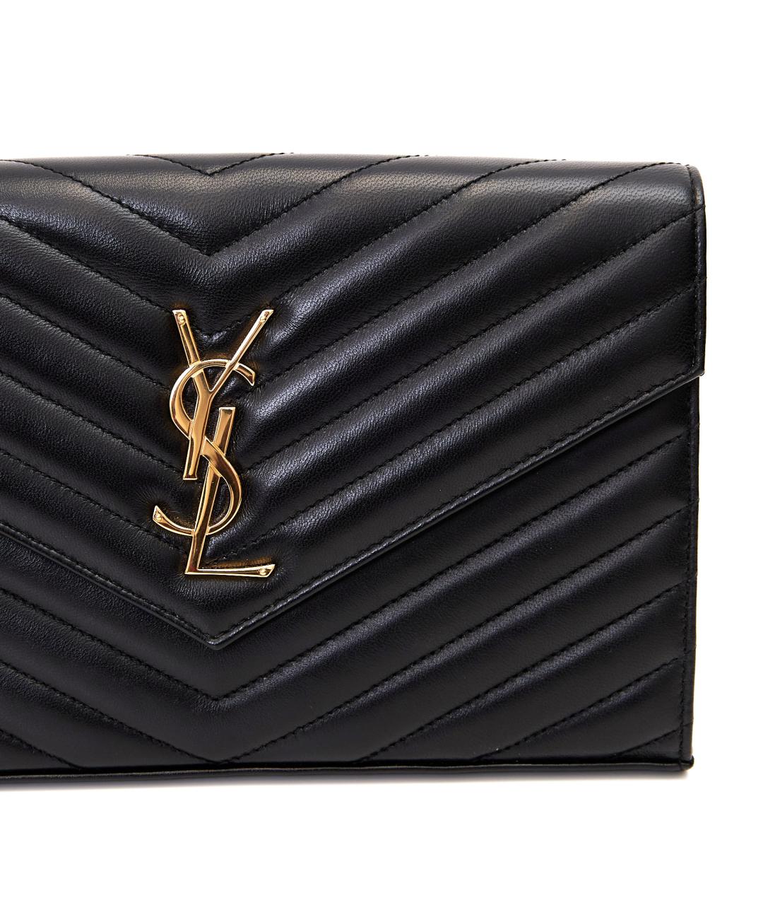 SAINT LAURENT Черная кожаная сумка через плечо, фото 8