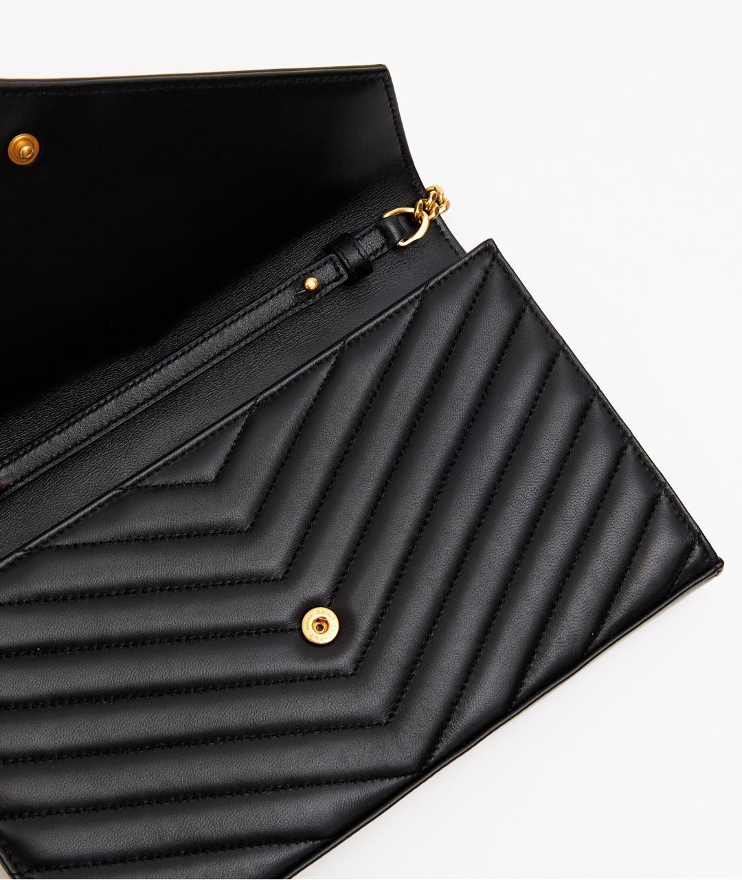 SAINT LAURENT Черная кожаная сумка через плечо, фото 3