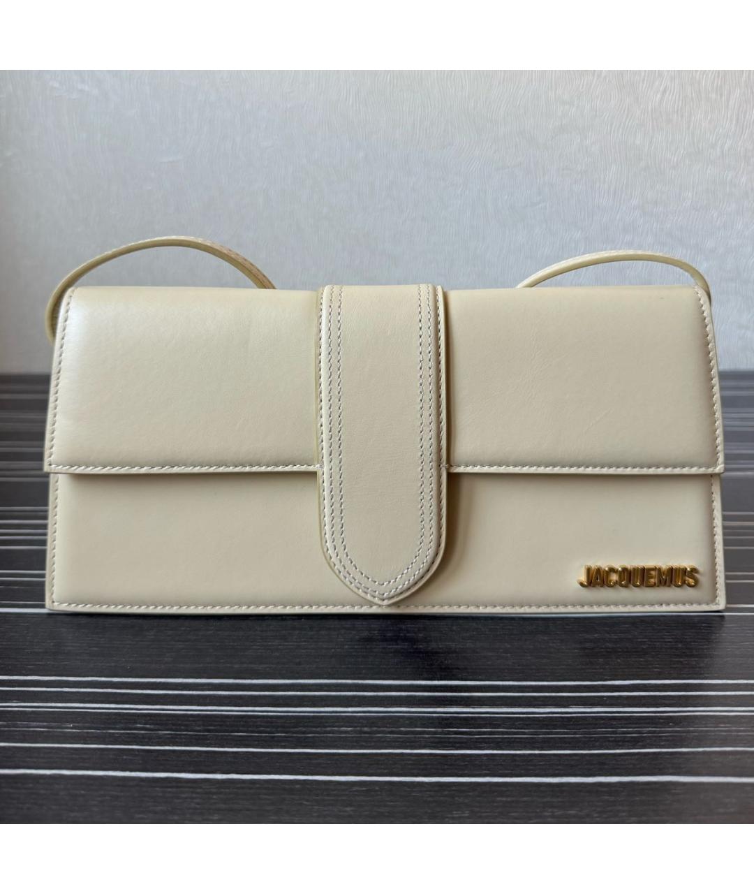 JACQUEMUS Бежевая кожаная сумка через плечо, фото 8