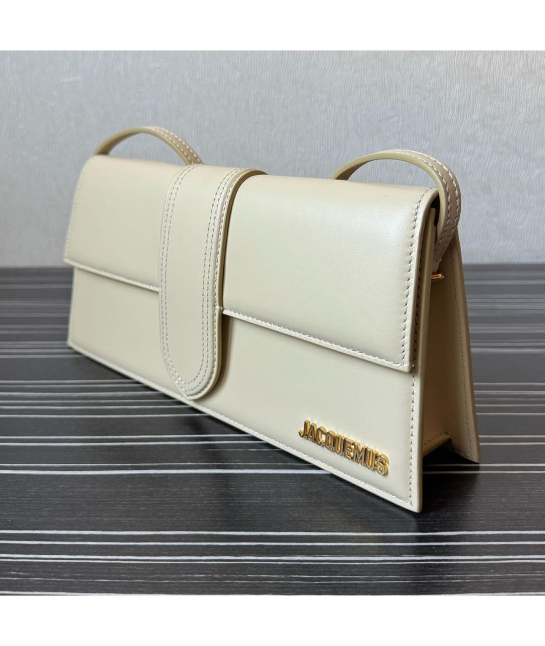 JACQUEMUS Бежевая кожаная сумка через плечо, фото 2