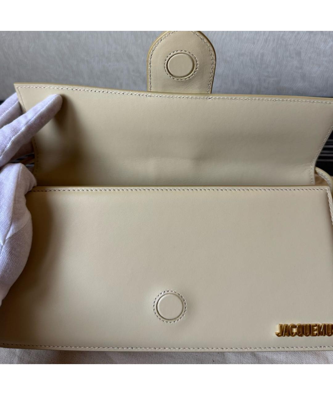 JACQUEMUS Бежевая кожаная сумка через плечо, фото 7