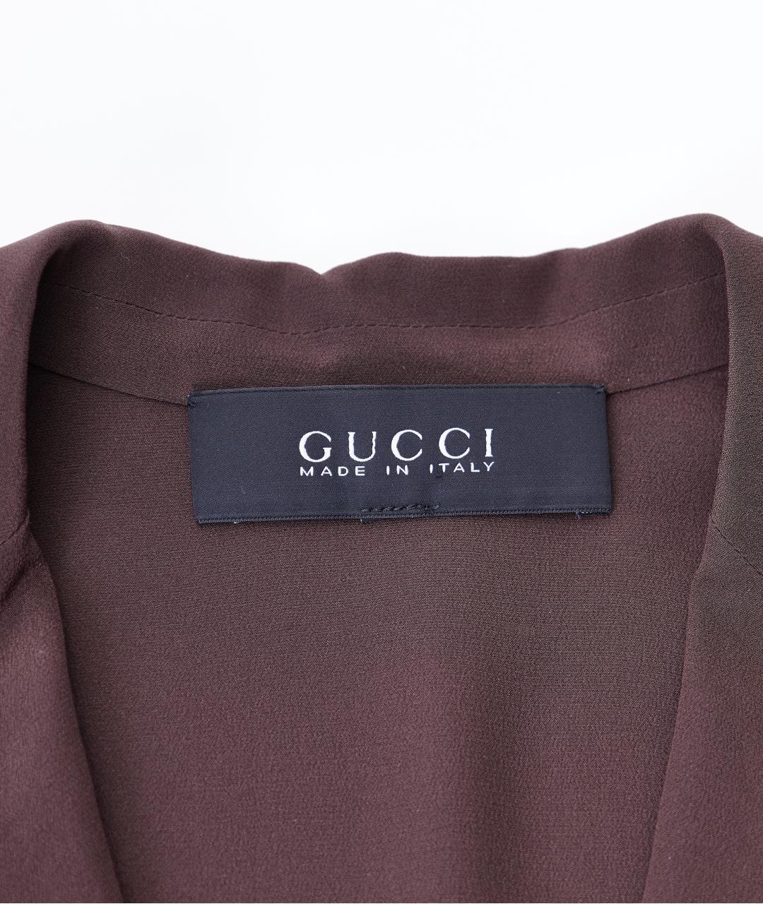 GUCCI Коричневое шелковое повседневное платье, фото 4
