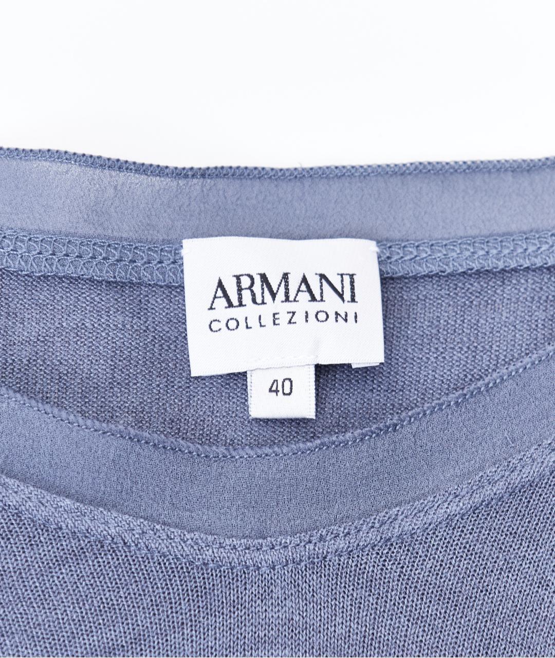 ARMANI COLLEZIONI Синий шелковый джемпер / свитер, фото 5