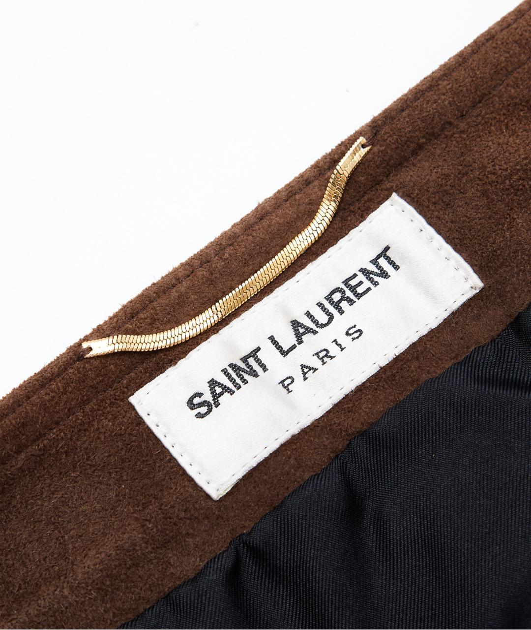 SAINT LAURENT Коричневая замшевая юбка макси, фото 4