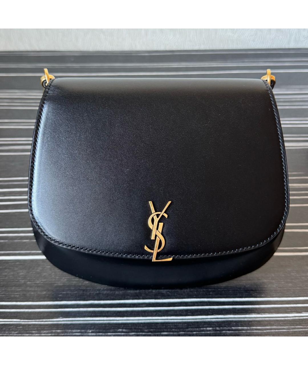 SAINT LAURENT Черная кожаная сумка через плечо, фото 9