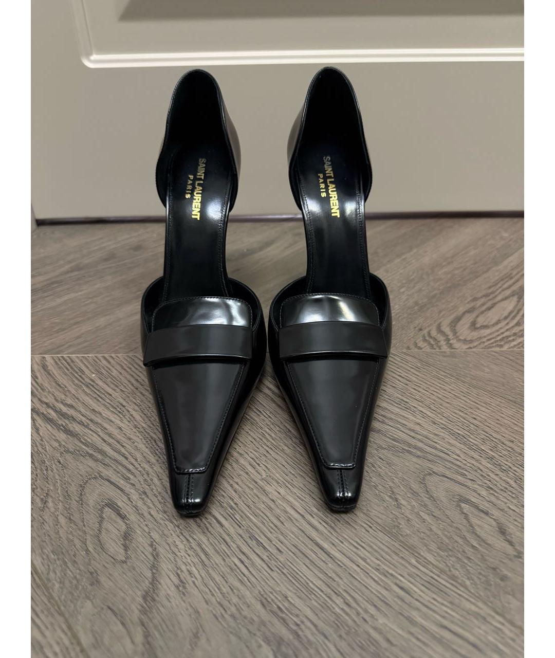 SAINT LAURENT Черные кожаные туфли, фото 2