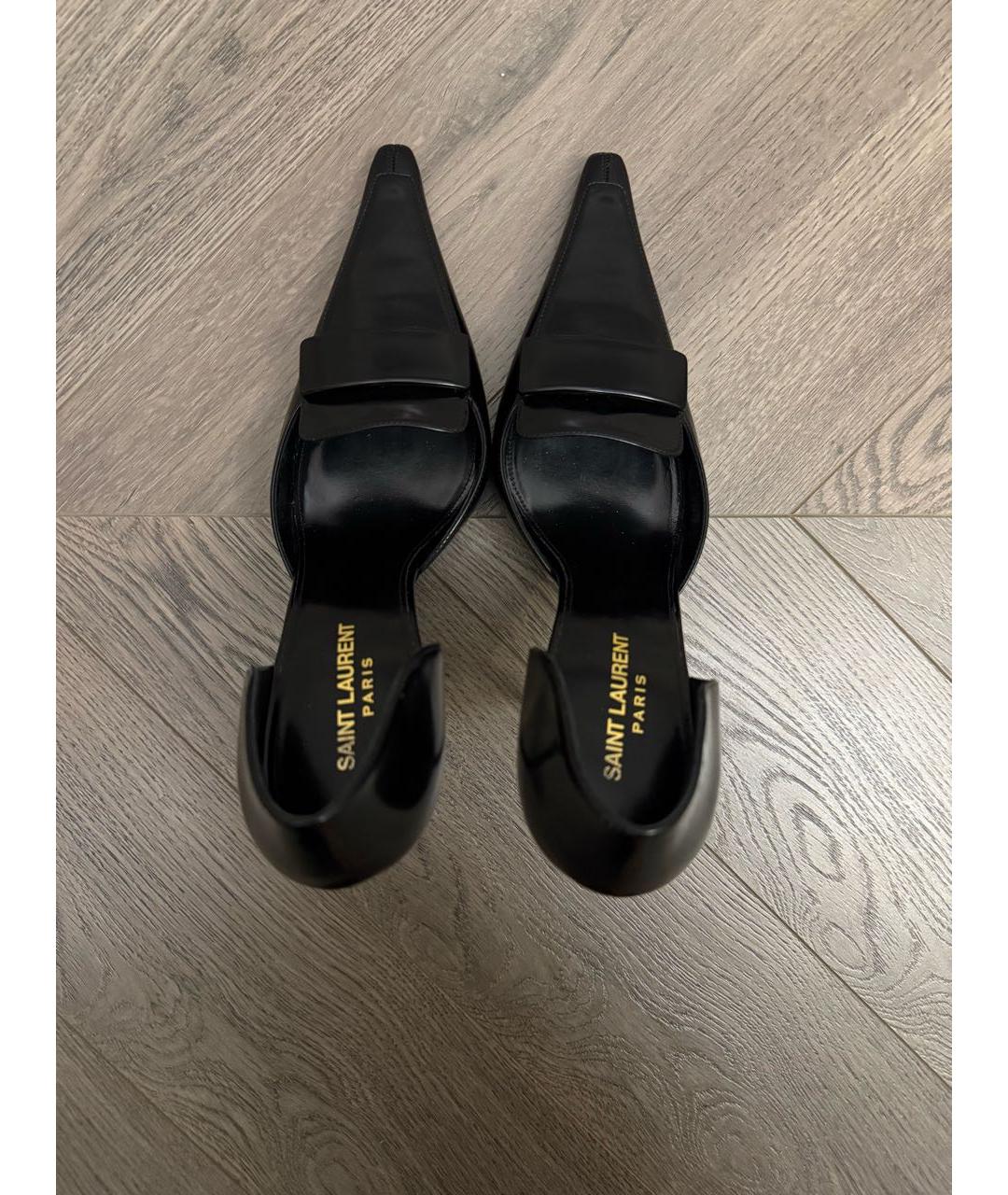 SAINT LAURENT Черные кожаные туфли, фото 3