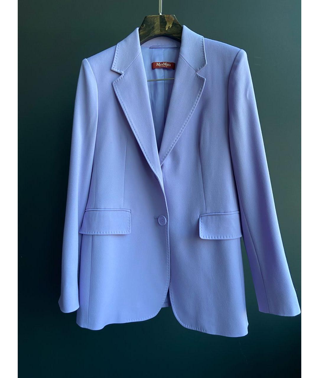MAX MARA STUDIO Фиолетовый шерстяной костюм с брюками, фото 7