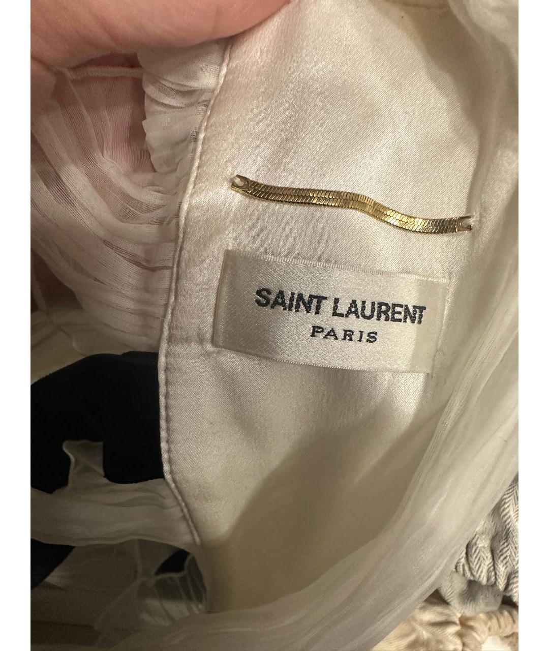 SAINT LAURENT Белая шелковая блузы, фото 3