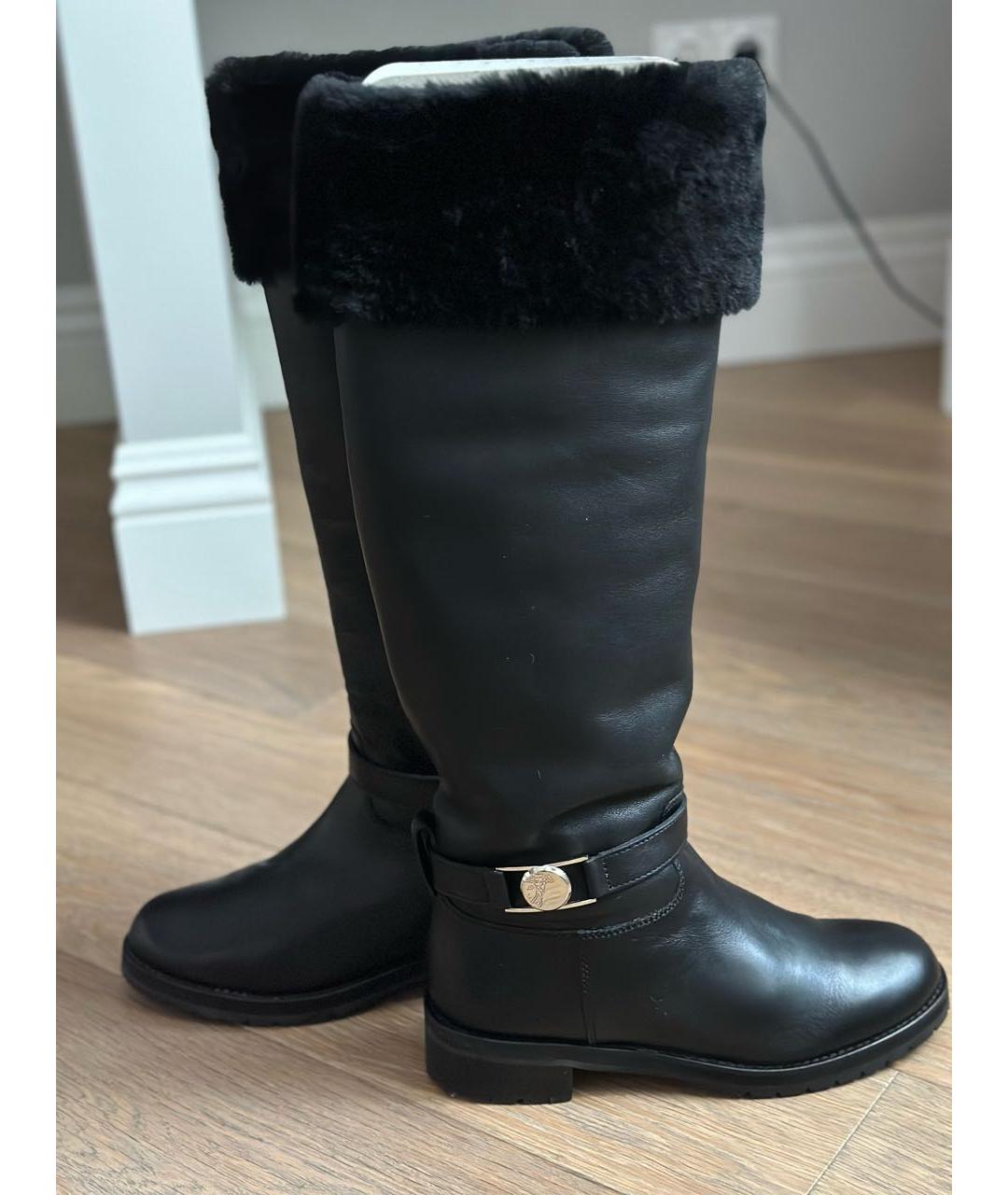 VERSACE Черные кожаные сапоги, фото 6