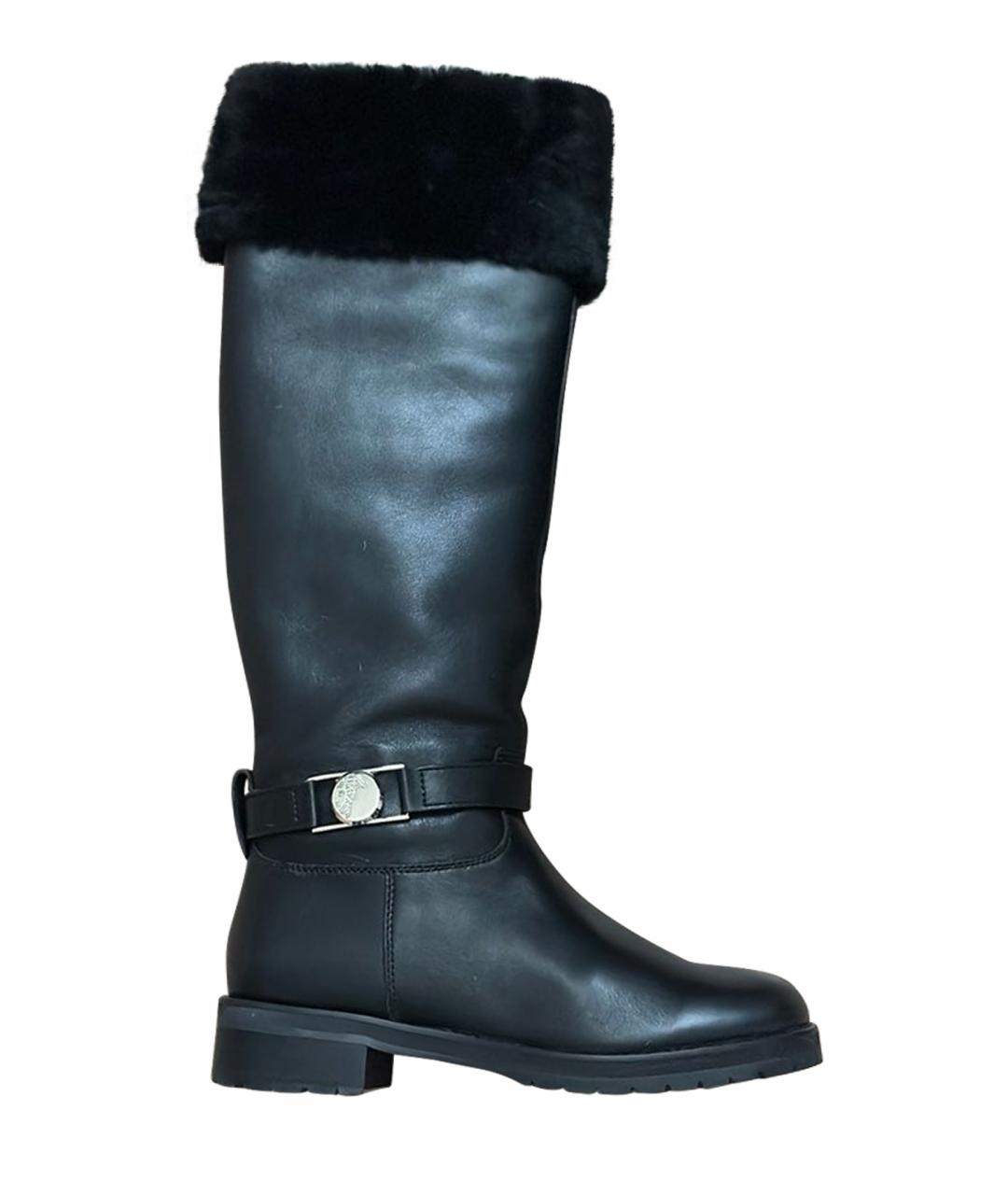 VERSACE Черные кожаные сапоги, фото 1