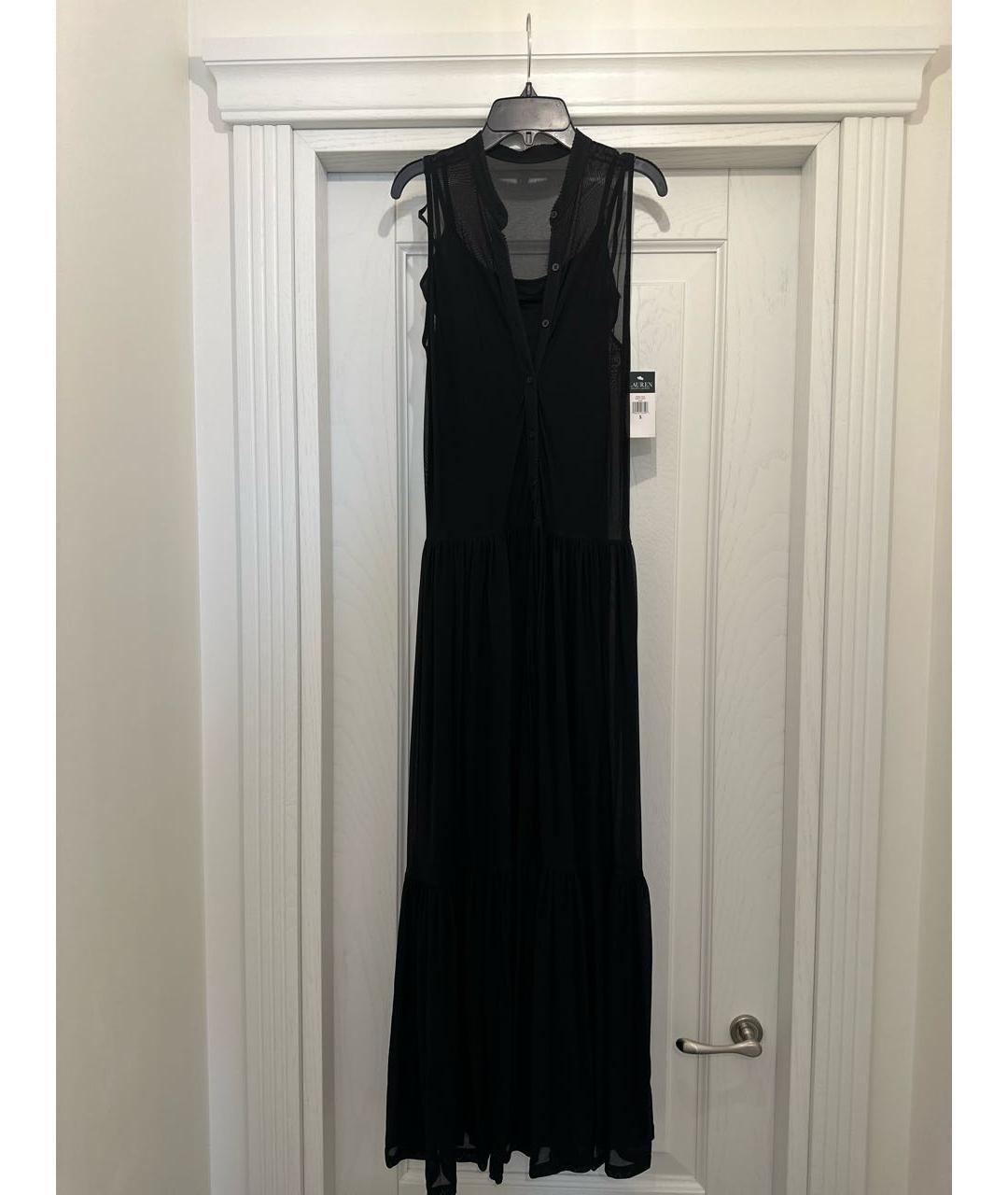 RALPH LAUREN Черное сетчатое повседневное платье, фото 4
