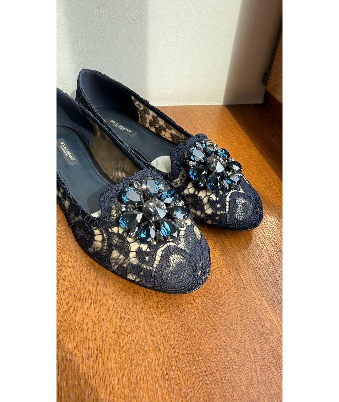 DOLCE&GABBANA Темно-синие текстильные балетки, фото 8
