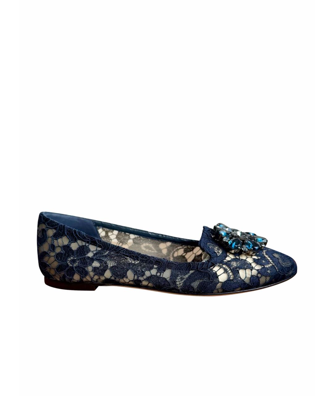 DOLCE&GABBANA Темно-синие текстильные балетки, фото 1