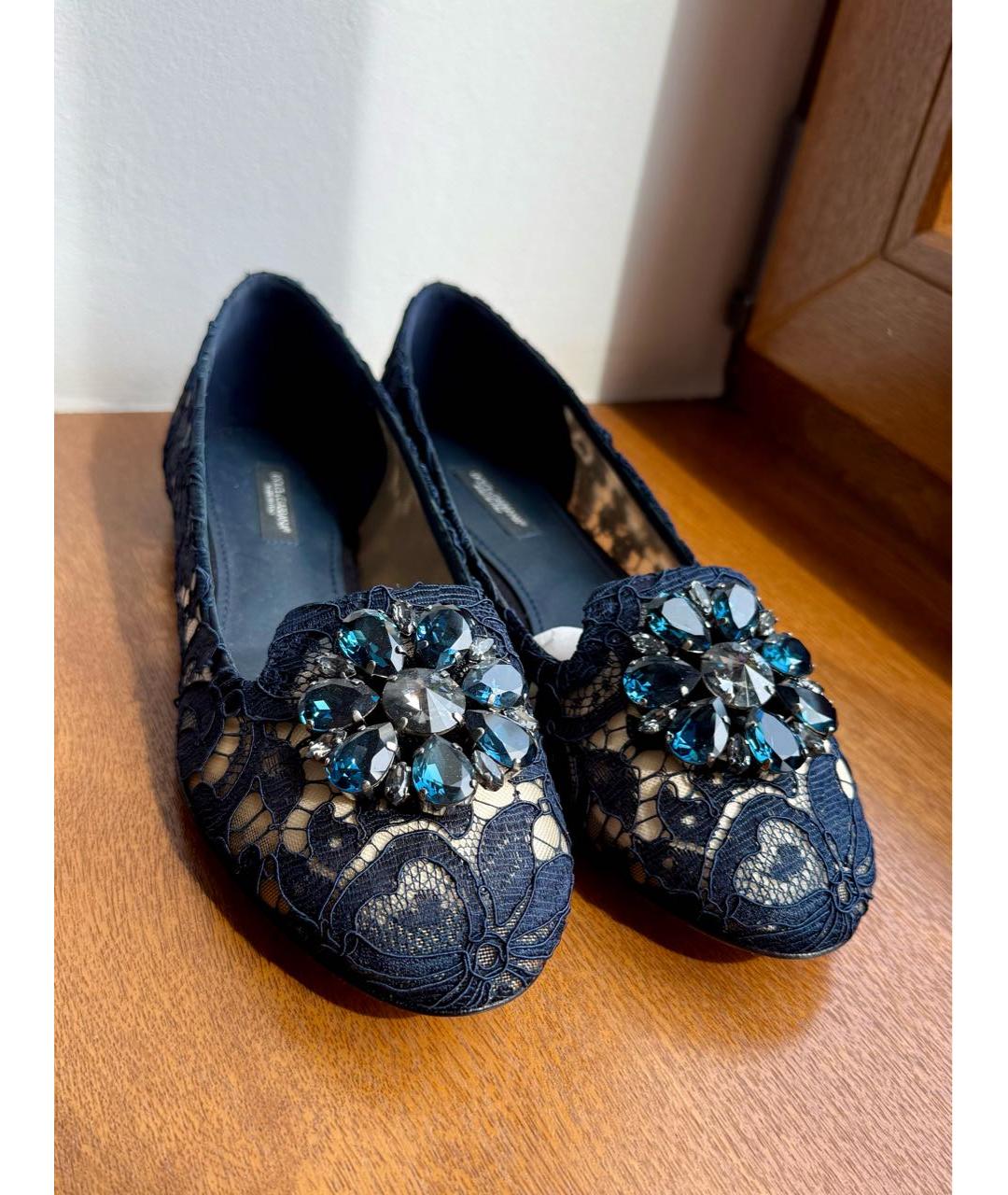 DOLCE&GABBANA Темно-синие текстильные балетки, фото 4