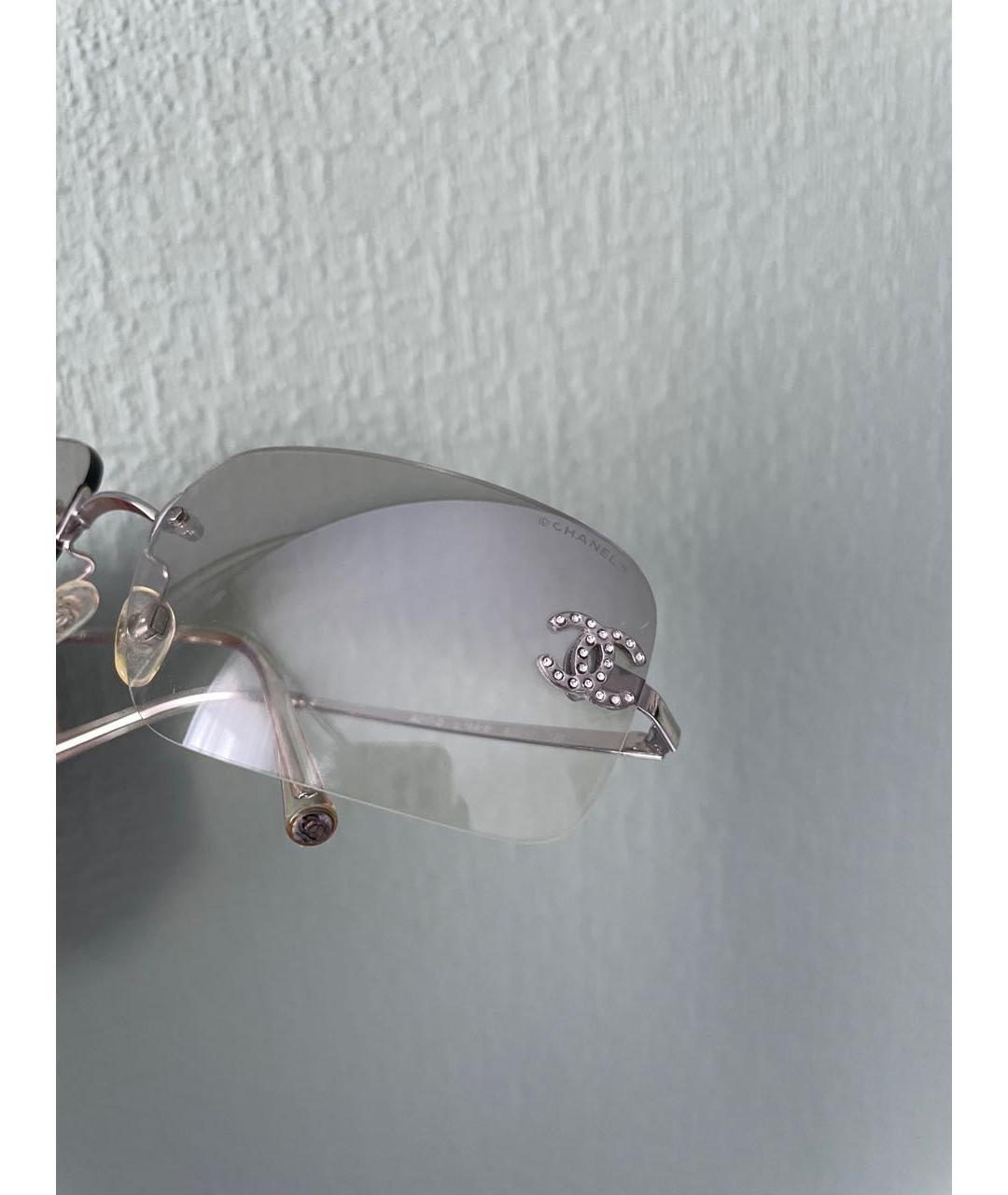 CHANEL Серебряные металлические солнцезащитные очки, фото 3