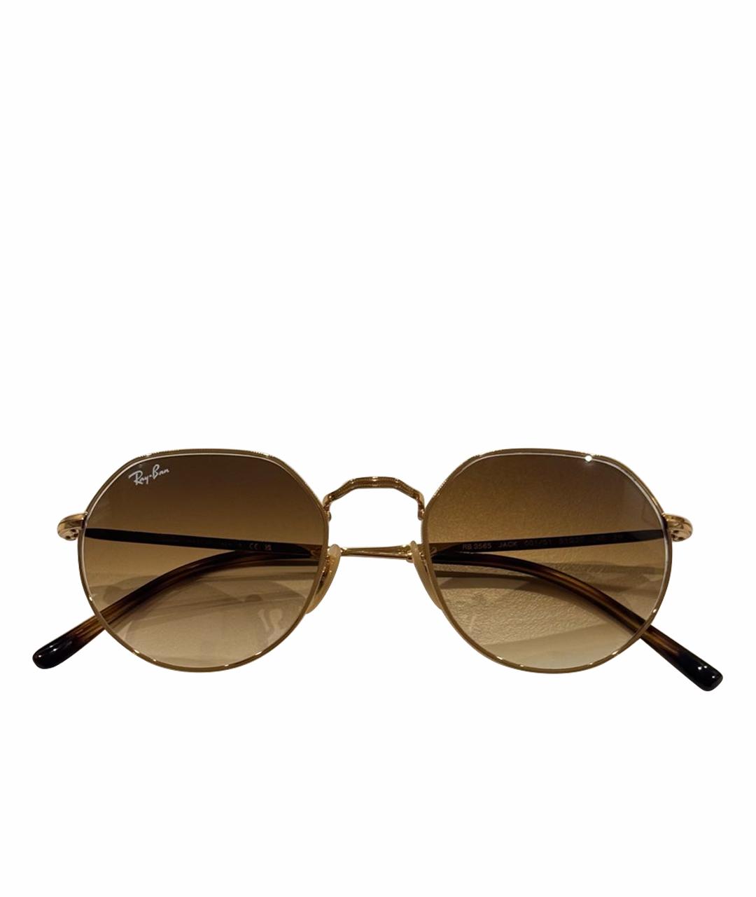 RAY BAN Коричневые металлические солнцезащитные очки, фото 1
